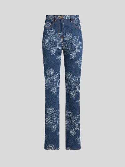 Etro Jeans Im Regular Fit Mit Jacquardmuster In Navyblau
