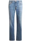 Etro , Jeans With Embroidery, Man, Light Blue, Size 33 In Multicolor