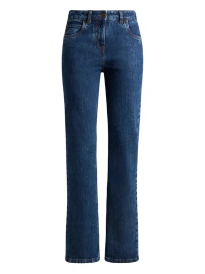 Etro Jeans With Embroidered Rear In Blue