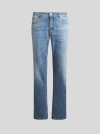 Etro , Jeans With Embroidery, Man, Light Blue, Size 33 In Light Blue