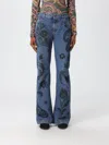 Etro Straight Trousers Paisley Pattern In Blue