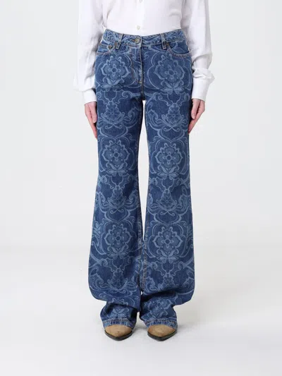 Etro Denim-jacquard High-rise Wide-leg Jeans In Blue