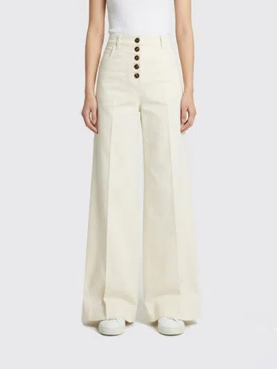 Etro Cream Stretch Cotton Denim Flare Jeans In White