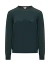 Etro Wool Sweater With Embroidered Monogram In Green