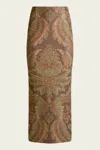 Etro Jersey Floral Motif Midi Skirt In Brown In Brown