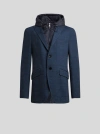 Etro Herringbone Removable-hood Jacket In Blue