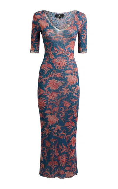 Etro Jersey Midi Dress In Blue