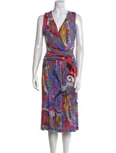 Pre-owned Etro Jersey Midi Length Dress In Multi