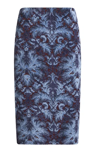 Etro Jersey Midi Pencil Skirt In Floral