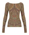 Etro Jersey Sweater With Floral Motif In Multi