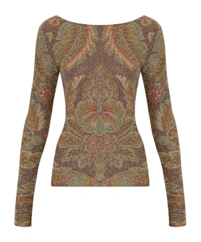 ETRO ETRO PAISLEY GLITTER LONG-SLEEVED TOP