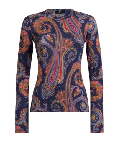 Etro Jersey Sweater With Paisley Motif In Multi