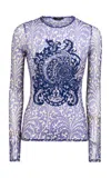 Etro Cropped Long Sleeve Top In Blue