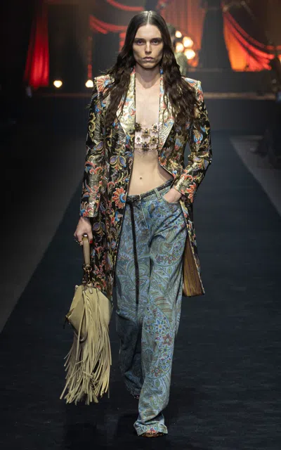 Etro Jeweled Chainmail Top In Multi