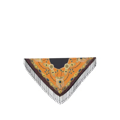 Etro Jewellery-print Beaded-fringe Scarf In Black