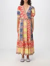 Etro Wallpaper Puff-sleeve Flounce-hem Midi Dress In Bunt