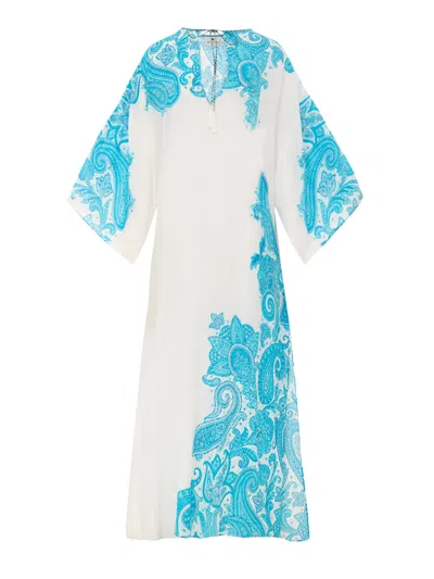 Etro Kaftano White And Blue With Print