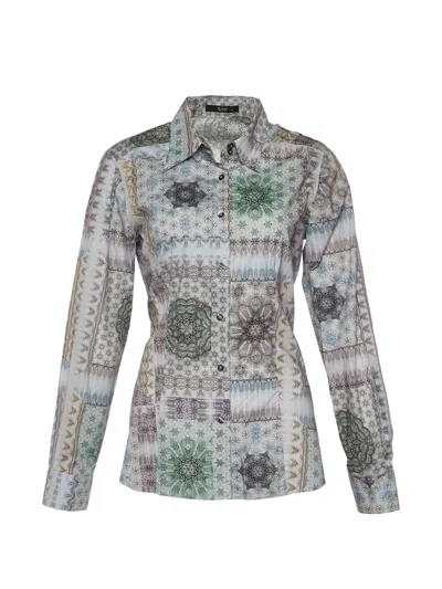 Pre-owned Etro Kaleidoscope-print Long-sleeve Shirt In Gray