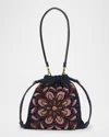 Etro Kalispera Beaded Flower Suede Shoulder Bag