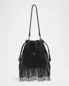 Etro Small Kalispera Beaded Fringe Leather Shoulder Bag In Black