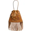 Etro Kalispera Embroidered Fringe Leather Shoulder Bag