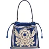 Etro Kalispera Flower Embroidered Leather Shoulder Bag In Blue Cobalt 1