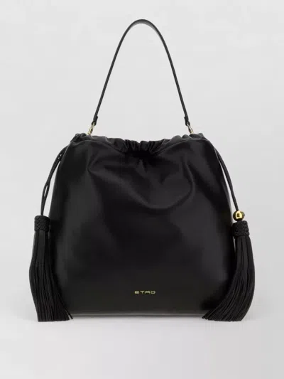 ETRO KALISPERA MEDIUM LEATHER BUCKET BAG TASSEL HANDLE