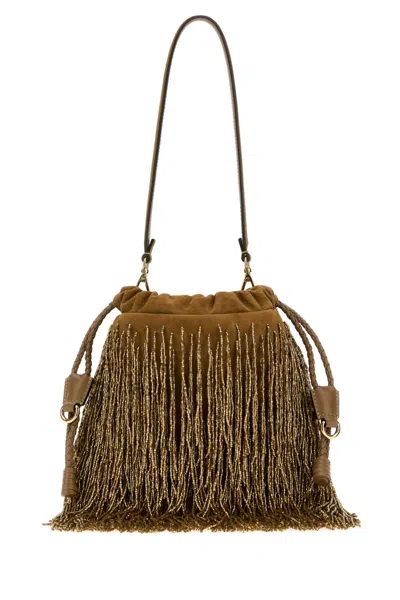 Etro Kalispera Mini Suede Bucket Handbag In Camel