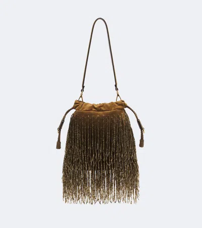 Etro Kalispera Small Fringed Suede Shoulder Bag In Brown