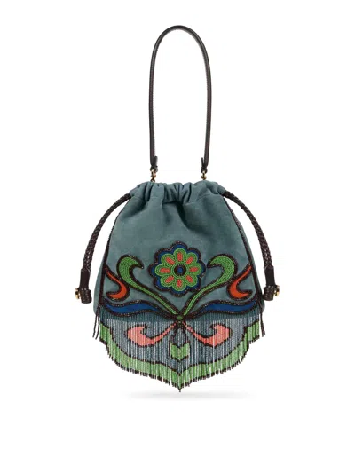 Etro Kalispera Small Suede Bag In Multi