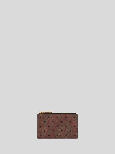 Etro Kartenetui Mit Paisley-muster Und Reissverschluss In Schwarz