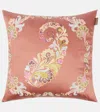 Etro Kentia Embroidered Cushion In Pink