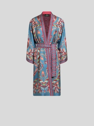 Etro Kesa Paisley-print Belted Coat In Multi