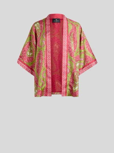 Etro Paisley Foliage Silk Twill Jacket In Multi