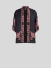 Etro , Silk Twill Kesa With Placed Print, Woman, Black, Size L In Schwarz