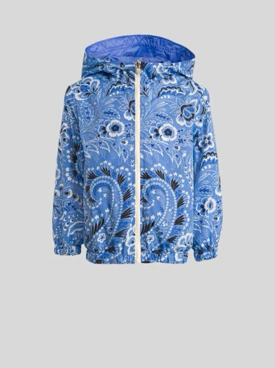 Etro Kid's Reversible Jacket With Hood In Light Blue
