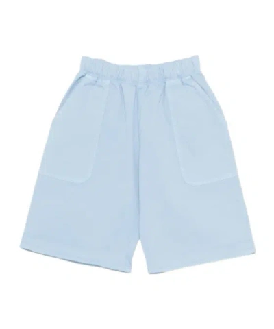 Etro Kids Embroidered Twill Shorts In Blue