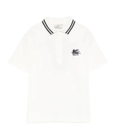 Etro Kids Logo Embroidered Short-sleeved Polo Shirt In White