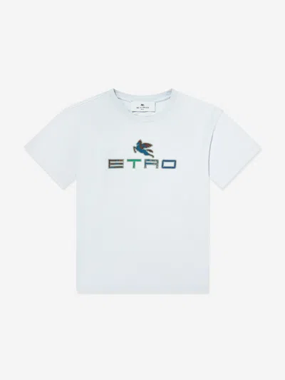 Etro Kids Logo Print T-shirt In Blue