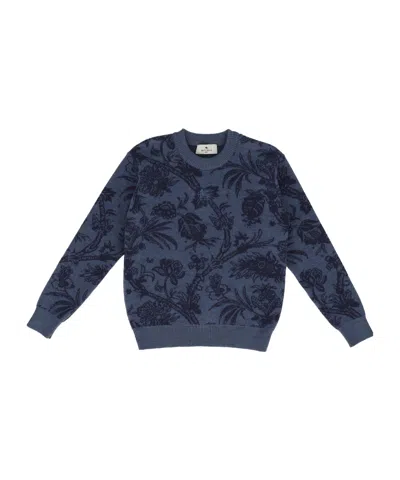 Etro Kids Long Sleeve Crewneck Jumper In Blue
