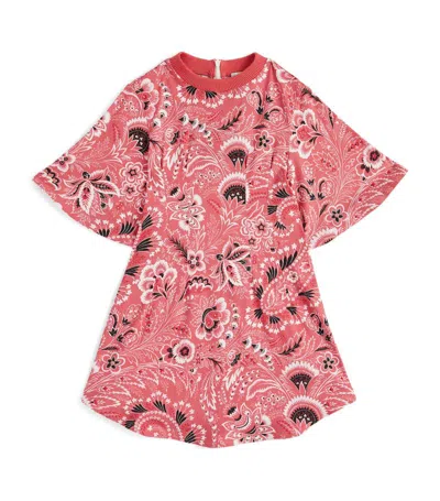 Etro Kids' Printed Cotton Jersey Dress In Fuchsia,ivory
