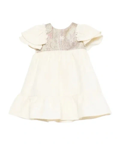 Etro Kids Paisley Printed Short Sleeved Dress In Neutral