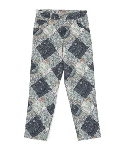 Etro Kids Paisley Printed Straight Trousers In Gray