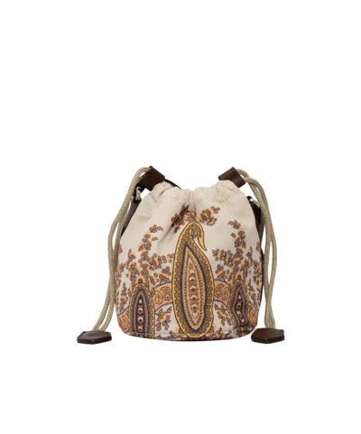 Etro Kids Paisley-printed Drawstring Bucket Bag In Brown