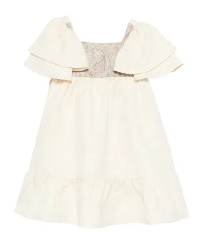 Etro Kids Ruffled Square Neck Dress In White