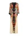 Etro Kimono Sleeve Gown In White Print