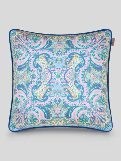 Etro Kissen Aus Baumwolle Mit Ramage-print In Blue