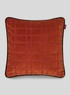 Etro Logo-embroidered Checked Velvet Cushion In Orange