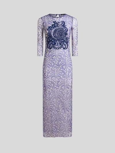 ETRO , TULLE DRESS WITH SHELL PRINT, WOMAN, ELECTRIC BLUE, SIZE 46