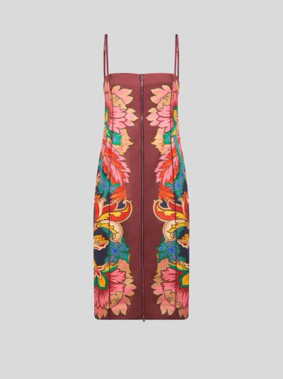Etro Kleid Mit Tuch-blumendruck In Multicolor